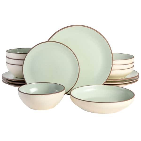 Gibson Elite Contempo Classic 16-Piece Double Bowl Dinnerware Set - Matte Mint