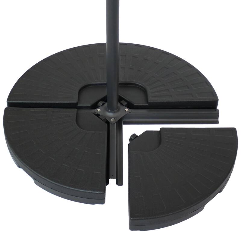 Sunnydaze 10' Offset Patio Umbrella with Cantilever and Cross Base - Round Base Set