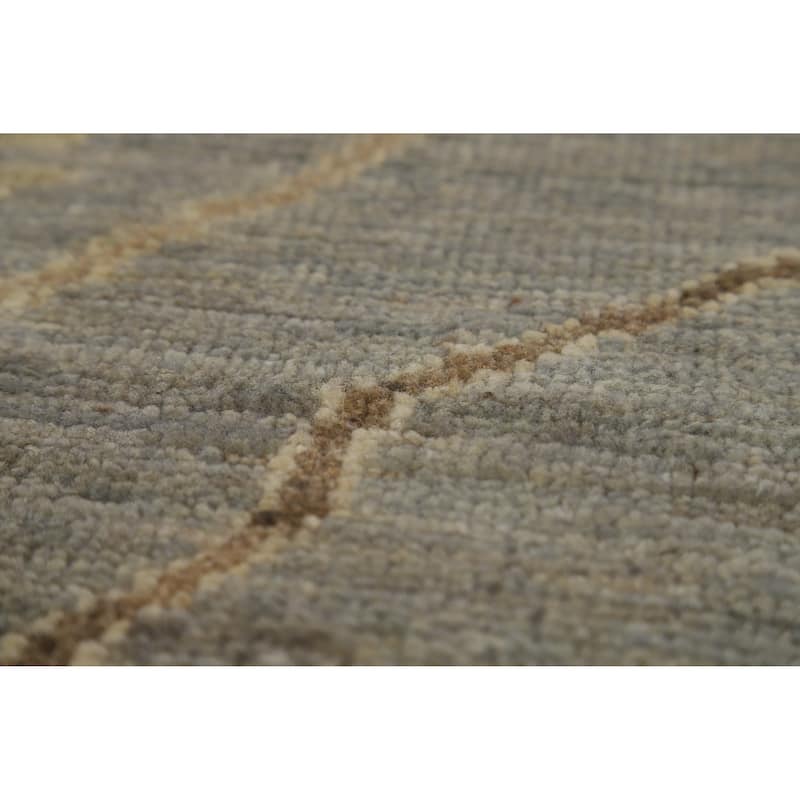 Hand Knotted Oriental 100% Wool Carpet Transitional All-Over Navy Blue & Blues Oushak Area Rug - 8' 8'' X 5' 11''