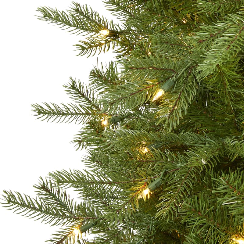 7ft. Fir Artificial Christmas Tree with 450 Warm White Lights and 1153 Bendable Branches - Radiant Holiday Glow