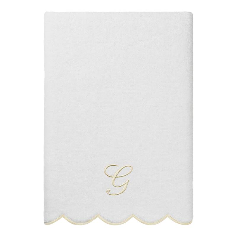 Authentic Hotel and Spa 100% Turkish Cotton Beige ADORNIA Scallop Personalized 3 Piece Towel Set - 3 Piece Set