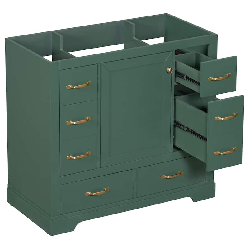 GDFStudio - Avalon 36-Inch Bathroom Vanity Cabinet Base Only, Six Drawers, Multi-Functional Drawer Divider, Painted Finish