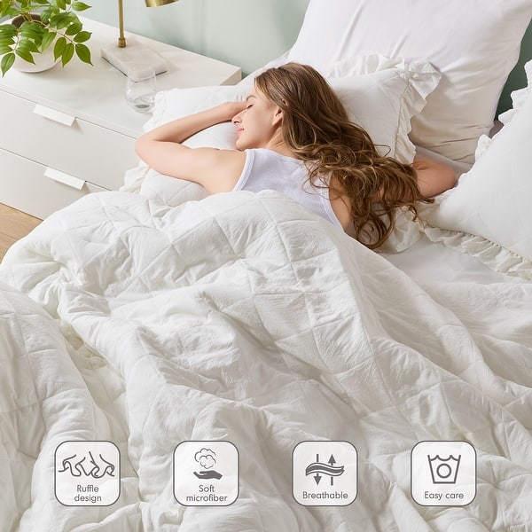 dimension image slide 1 of 2, Chelsea Square Himari Diamond Quilted Ruffle Edge Comforter Set