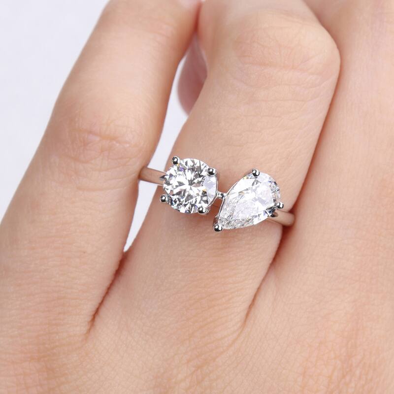 Miadora 2ct TDW Pear Lab-Grown Diamond 2-Stone Engagement Ring 14k White Gold