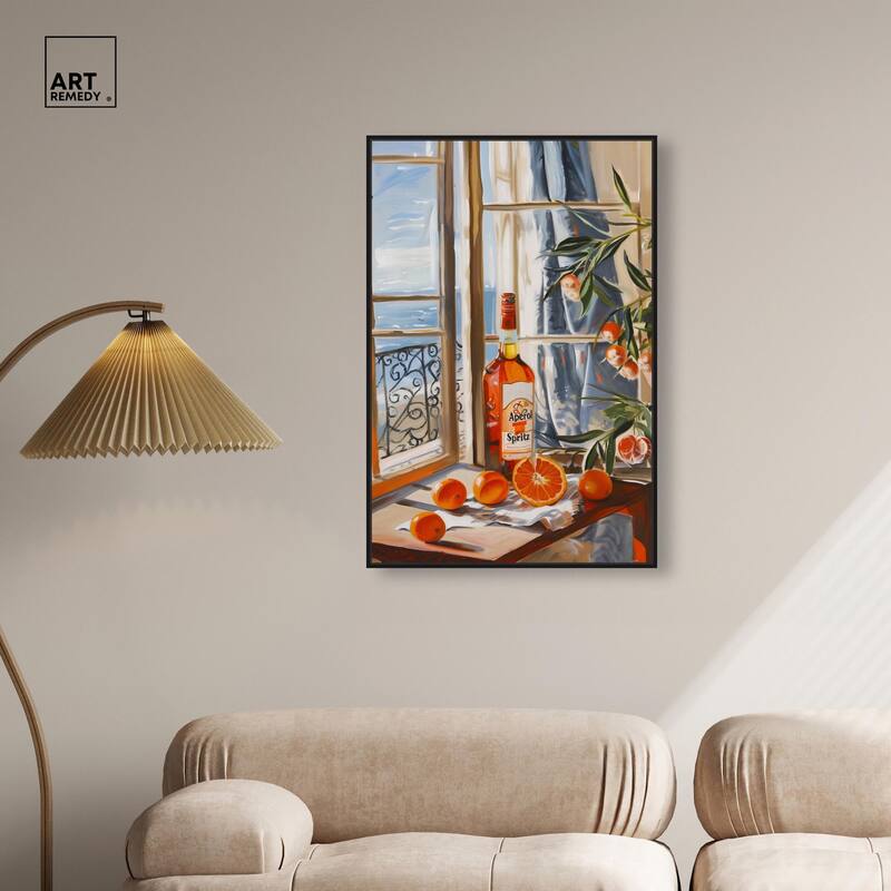 Orange Aperol by the Sea Canvas by Art Remedy