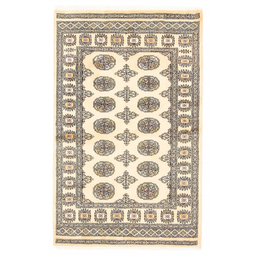 ECARPETGALLERY Hand-knotted Peshawar Bokhara Beige Wool Rug - 3'1 x 3'5