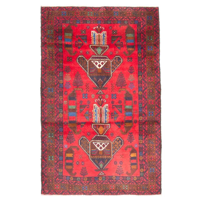 ECARPETGALLERY Hand-knotted Teimani Red Wool Rug - 3'0 x 4'11