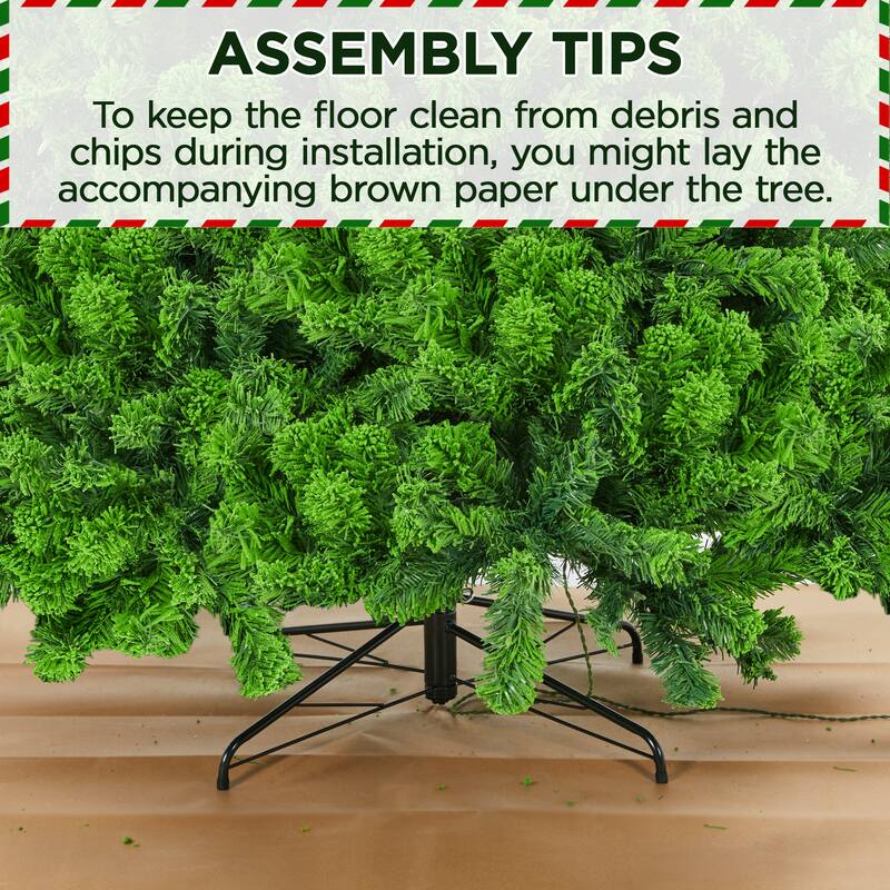 Yaheetech 9ft Pre-lit Flocked Artificial Christmas Tree with 900 Incandescent Warm White Lights & 2084 Tips