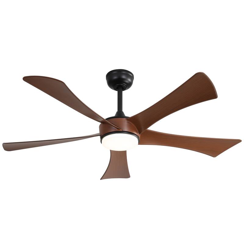 Farmhouse 5 ABS Blades Reversible Ceiling Fan Chandelier, 52" Indoor/Outdoor Ceiling Fan with Light Remote, 6-Speeds Timing