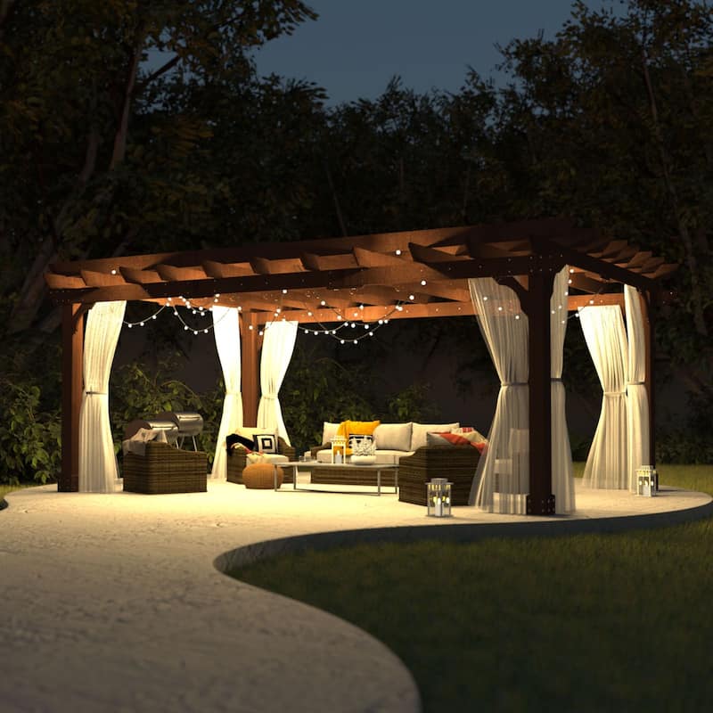 VEIKOUS Outdoor Cedar Wood Pergola Gazebo Kit with Flat Roof Trellis for Patio, Deck, Garden and Backyard
