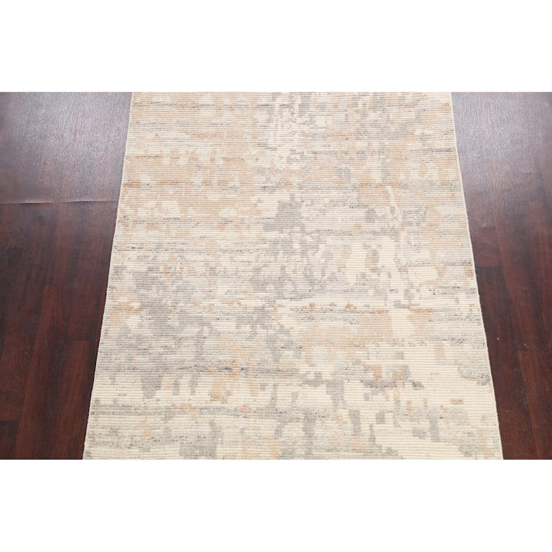Abstract Modern Moroccan Oriental Area Rug Hand-knotted Wool Carpet - 5'3" x 7'5"