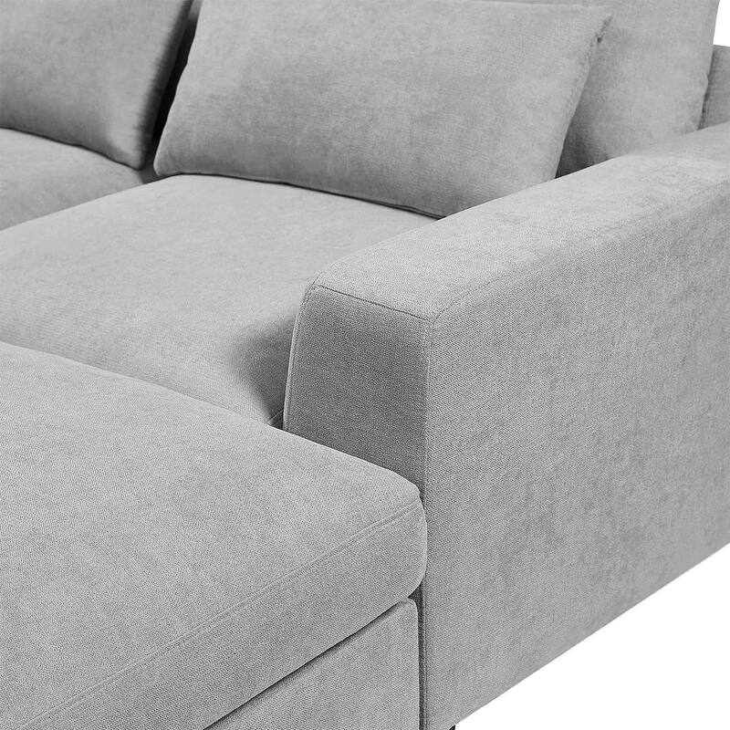 Modern Linen Upholstered Large Modular Sectional Sofa, L-Shape Couvertible Sofa Couch with Reversible Chaise for Living Room
