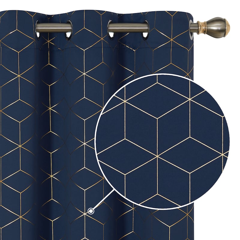 Deconovo Gold Diamond Curtains Panel Pair(2 Panel)