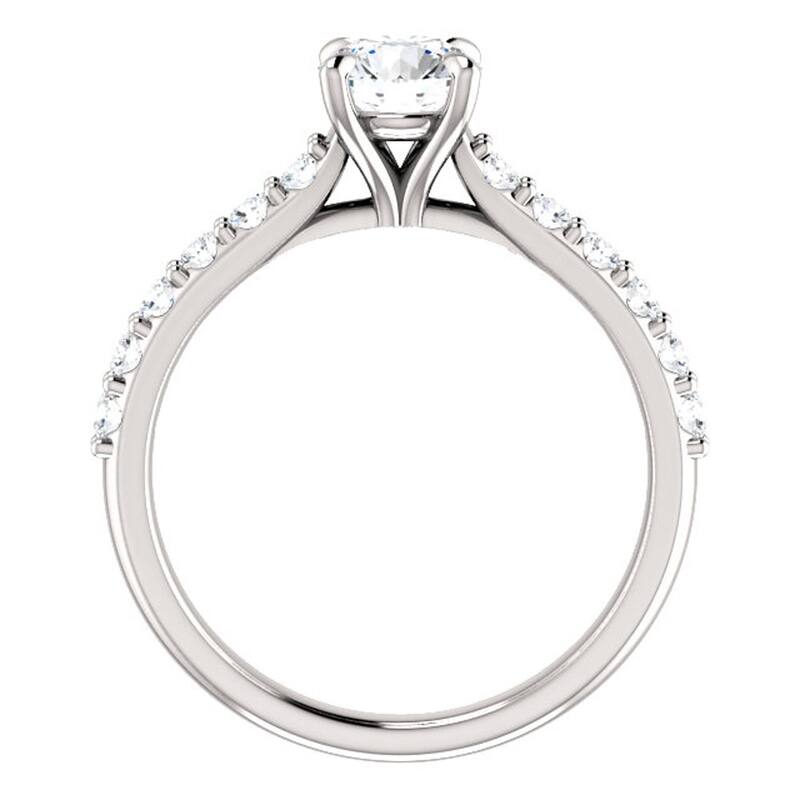 1 Ct Round Diamond Engagement Ring White Gold Prong Set Single Row