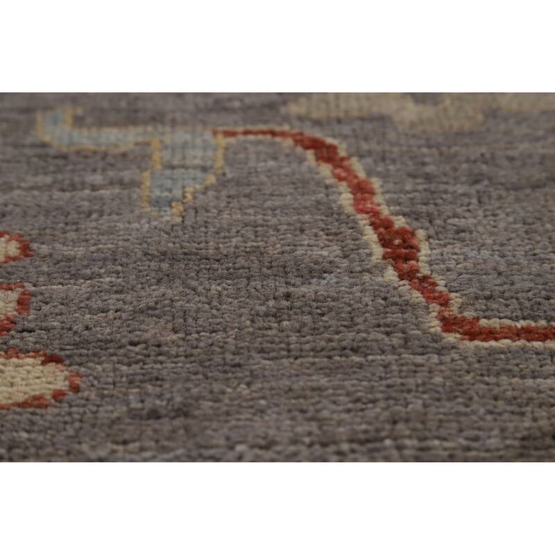 Hand Knotted Oriental 100% Wool Carpet Transitional All-Over Greys & Charcoal Oushak Area Rug - 9' 9'' X 8' 1''