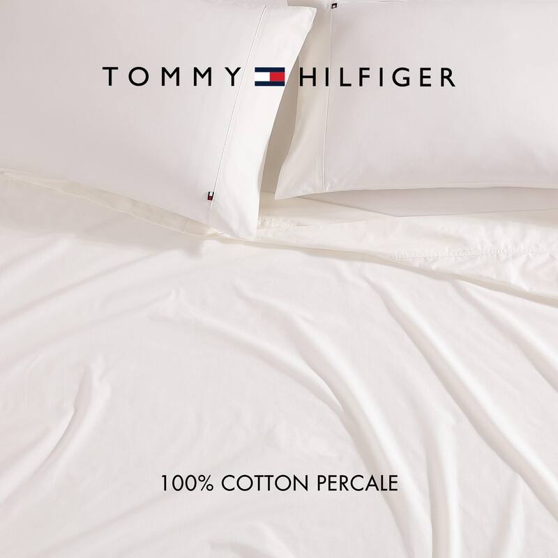 Tommy Hilfiger Solid Percale Cotton Sheet Set
