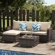 preview thumbnail 13 of 28, 3 Piece Patio Conversation Sets Outdoor Couch Patio Furniture Sectional Wicker Sofa Set