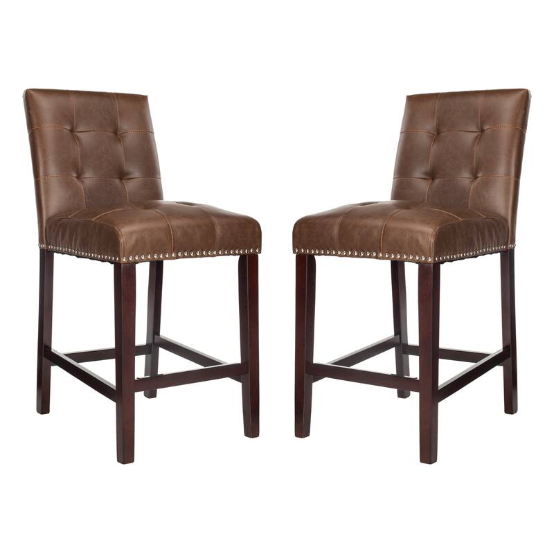 SAFAVIEH Vivien 27-inch Tufted Counter Stool (Set of 2) - 19Wx23Dx40H