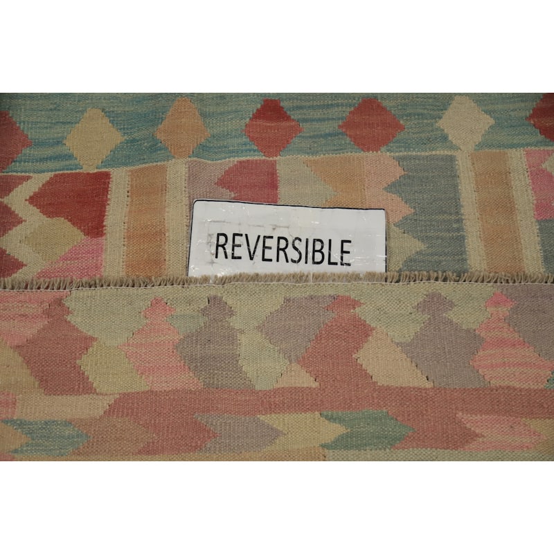 Hand Woven Oriental 100% Wool Carpet Southwestern Tribal Multi-Colored Kilim Area Rug - 6' 5'' X 4' 0''