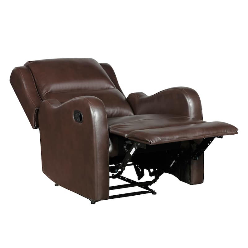 Reclining Chair 1pc Comfort Seating Faux Leather Upholstery Living Room Furniture Solid Wood