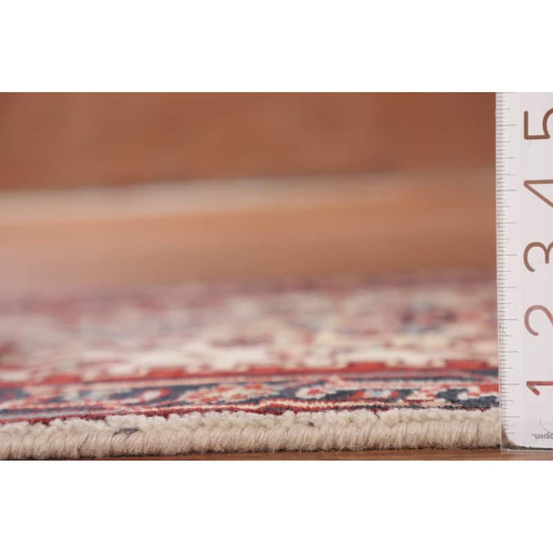 Ivory Geometric Heriz Serapi Runner Rug Hand-Knotted Wool Carpet - 2'6"x 7'10"