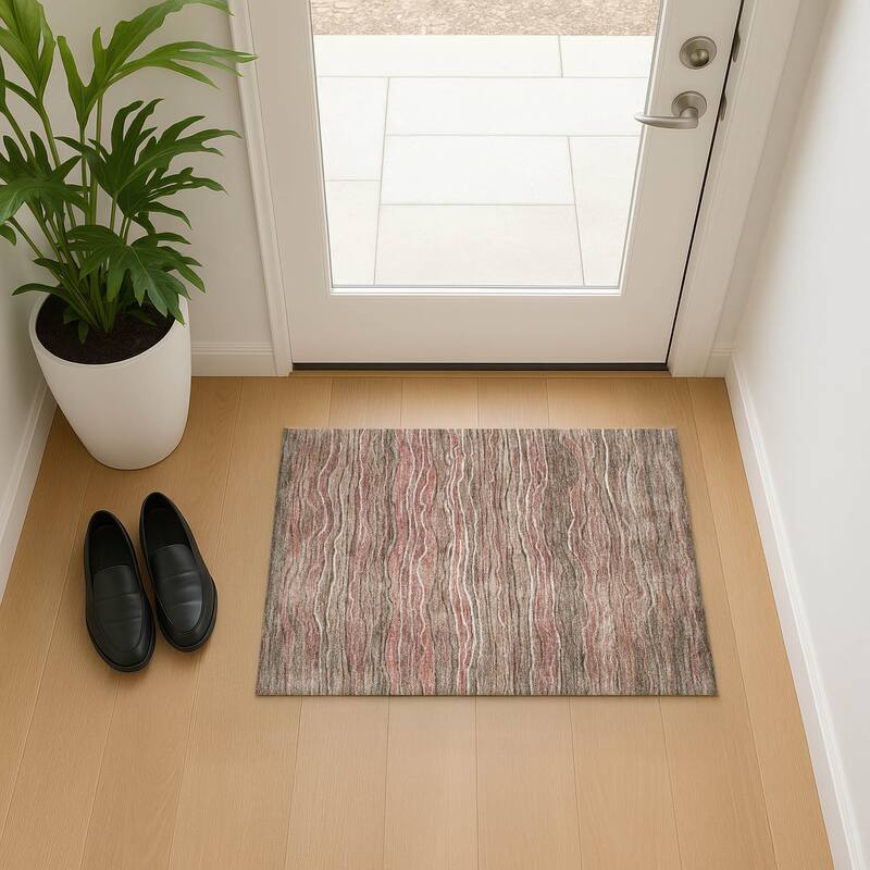 Premium Washable Super Soft Contemporary Stripe Mayfield Rug - Mocha - 1'8" x 2'6"