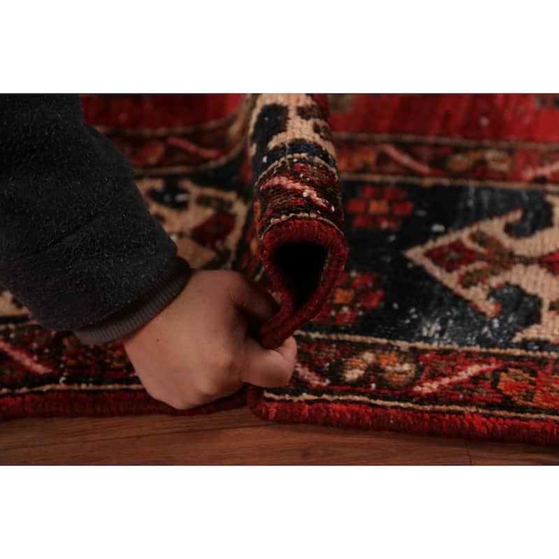 Geometric Bakhtiari Persian Vintage Area Rug Handmade Wool Carpet - 5'6" x 9'10"