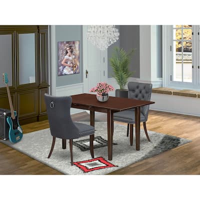 East West Furniture Dinette Set Includes a Rectangle Dining Table and Upholstered Chairs, Mahogany (Pieces Options)