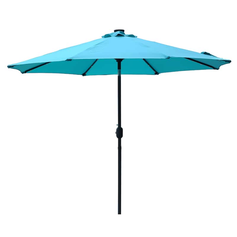 Clihome 9 Ft Aluminum Patio Market Umbrella with Tilt & Crank - LIght Blue
