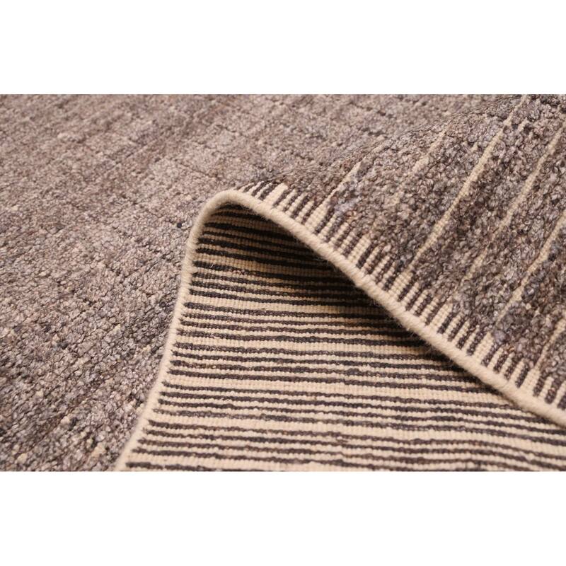 ECARPETGALLERY Hand Loomed Ananda Dark Grey Silk Rug - 6'8 x 9'6