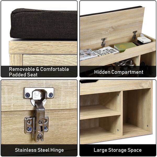 Shop Costway Wooden Rack Shoes Bench W Storage Shelf Upholstered