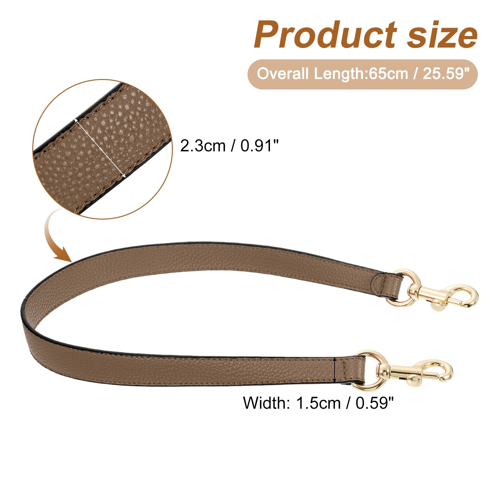 PU Leather Short Bag Strap with Clasp, Purse Handles Handbags Replacement Straps for Clutch Bag