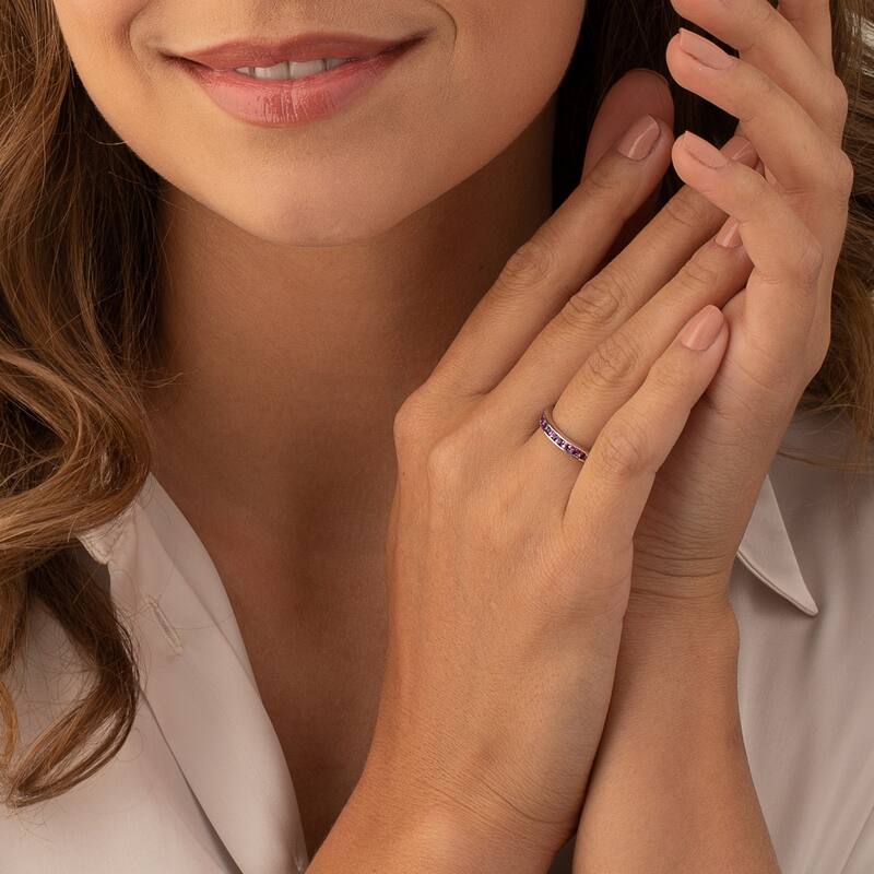 Sterling Silver 1 ct Amethyst Birthstone Ring