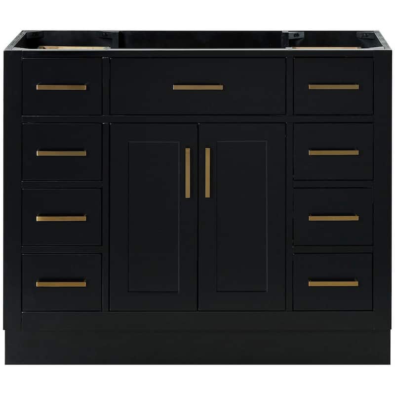 Ariel T042S-BC Hepburn 42" Single Free Standing Vanity Cabinet Only - Black / Satin Brass