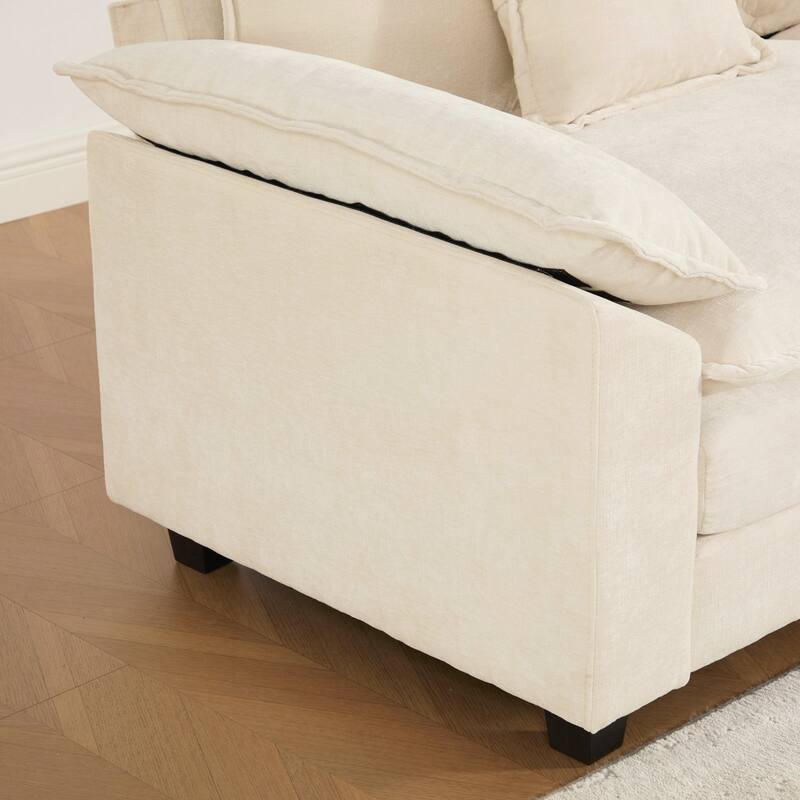 Modern Sectional Couch, for Living Room Bedroom and Apartment, Comfy Double Layer Upholstered Seat Cushion