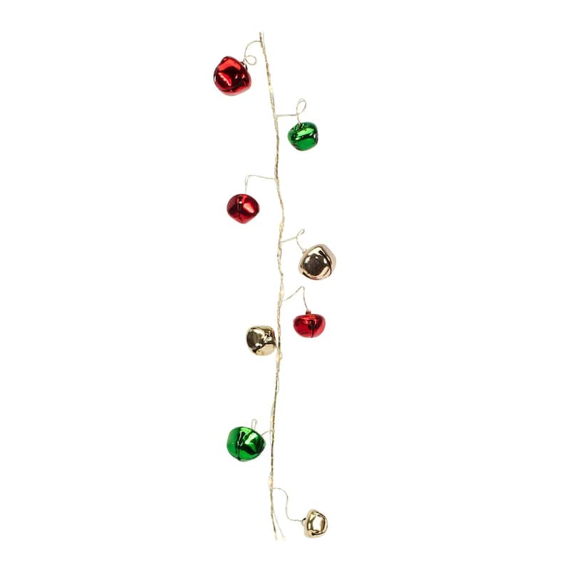 Club Pack of 12 LED Sleigh Bell Artificial Christmas Garlands 5' x 8"