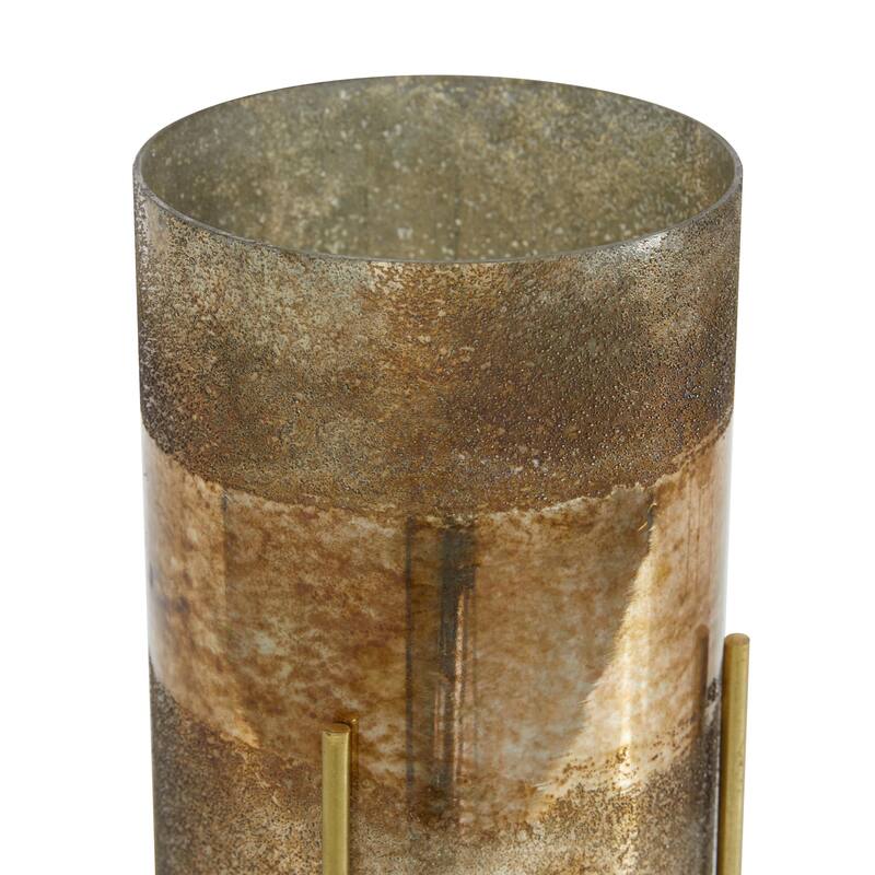 Glass Room Hurricane Lamp with Removeable Stand - Set of 2 Green or Brown - Roche River Decor