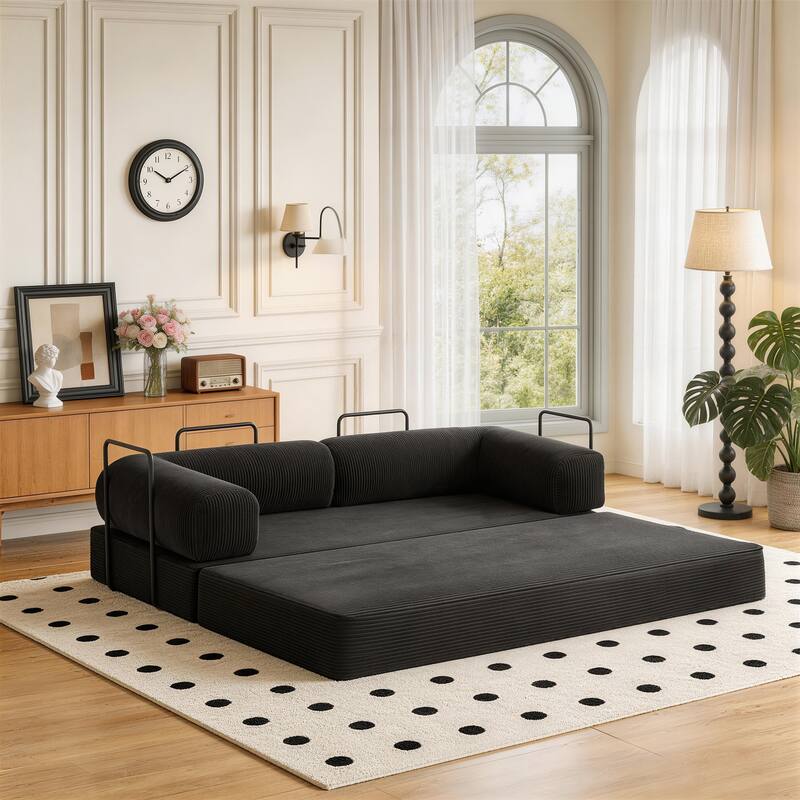 Oversized Corduroy Convertible Floor Sofa Bed Sleeper Couch