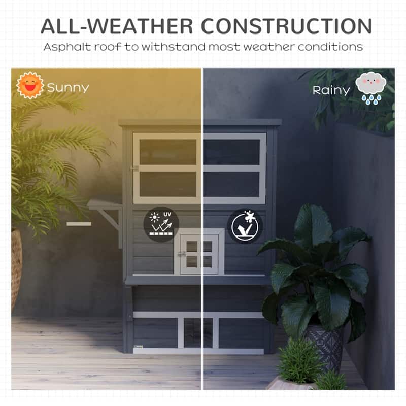Durable Cat House with 5 Doors, Escape Door, and Jump Platform for Indoor and Outdoor Use - 36.75" L x 26.5" W x 46" H