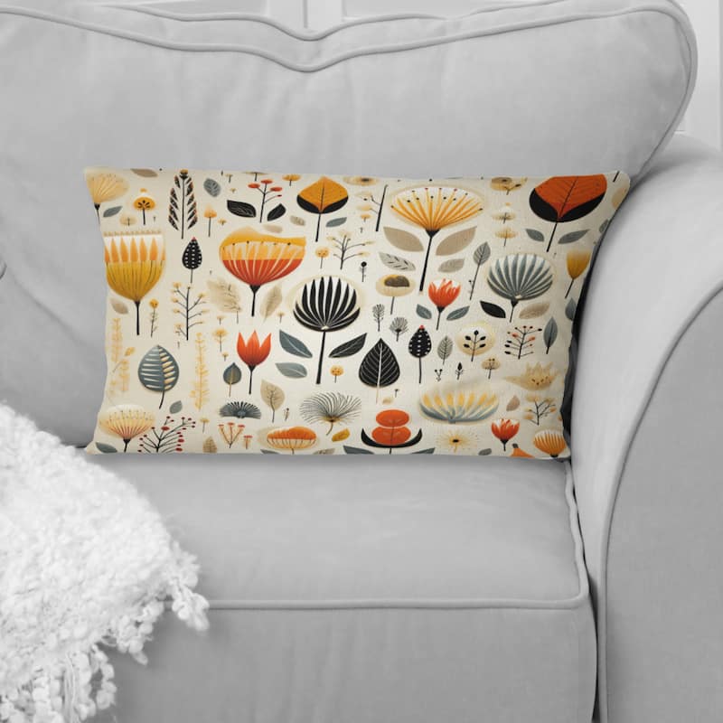 Designart "Vintage Scandinavian Charm" Midcentury Printed Throw Pillow - 12 x 20