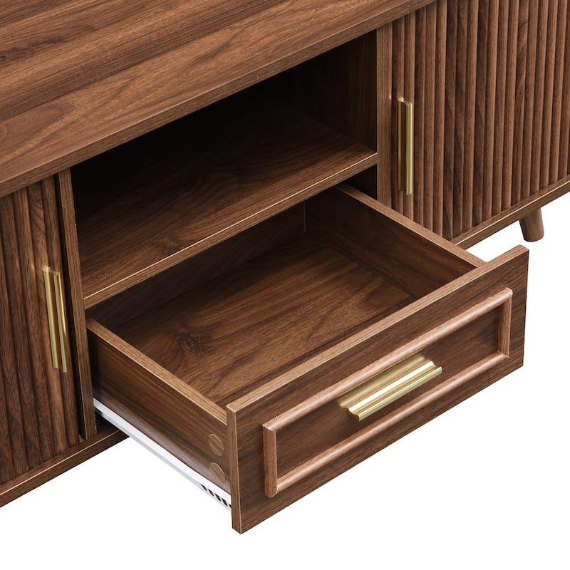 Christopher Knight Home - Arlo Mid-Century Modern Coffee Table with Tambour Doors and 6-Compartment Storage Drawer