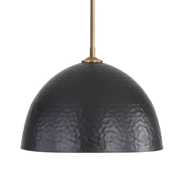 slide 2 of 4, Golden Lighting Shepard 1-light Pendant in Modern Brass and Matte Black shade - Large Pendant