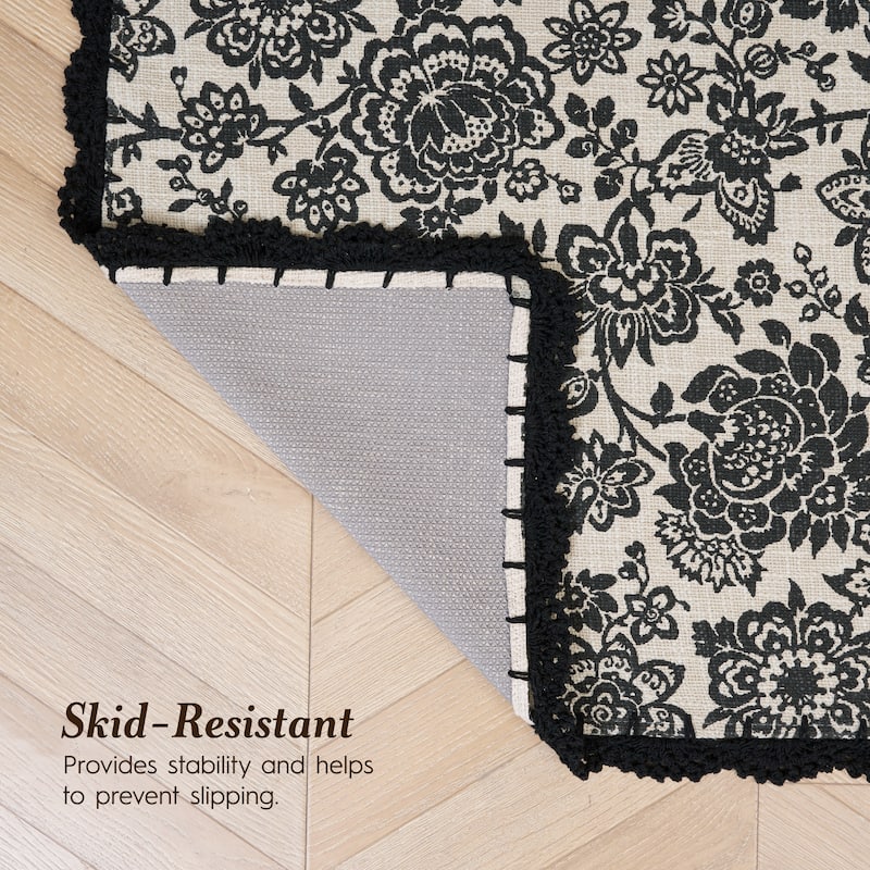 Laura Ashley Cotton Slub Crochet Border Rugs