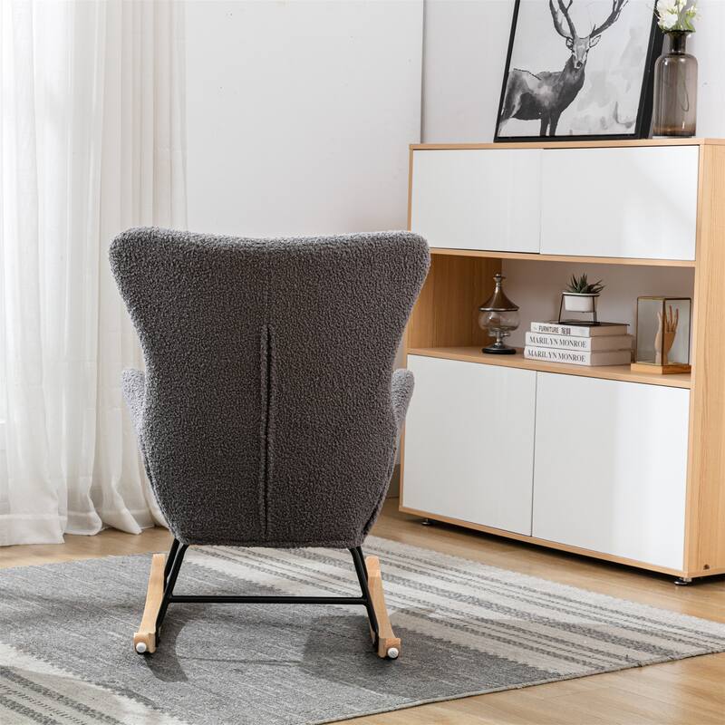 Rocking Chair With High Backrest And Armrests