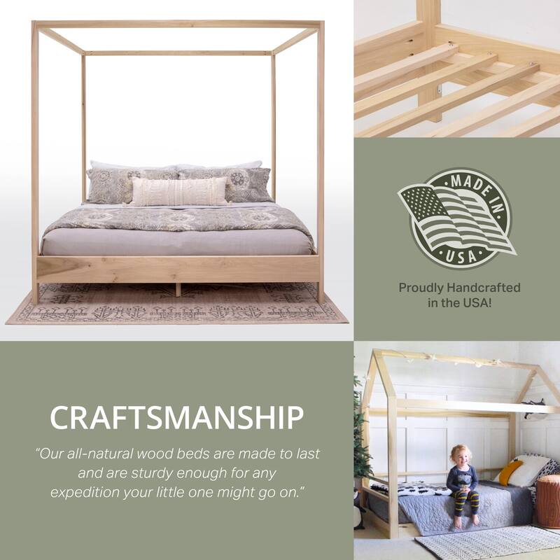 King Size Bed Platform Bed - Solid Wood Bed Frame - Modern Minimalist Design