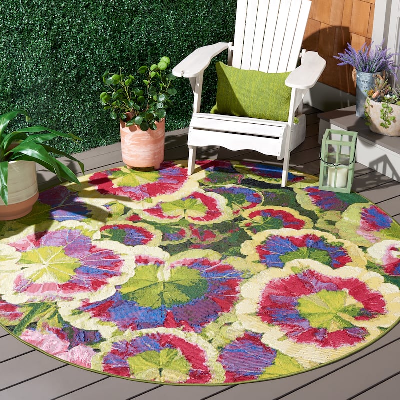 SAFAVIEH Barbados Najma Tropical Waterproof Patio Backyard Rug