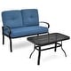 preview thumbnail 13 of 38, Costway 2PCS Patio Loveseat Bench Table Furniture Set Cushioned Chair