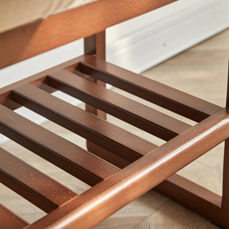 GDFStudio - Cedric Beech Wood Entryway Shoe Bench with Cushion