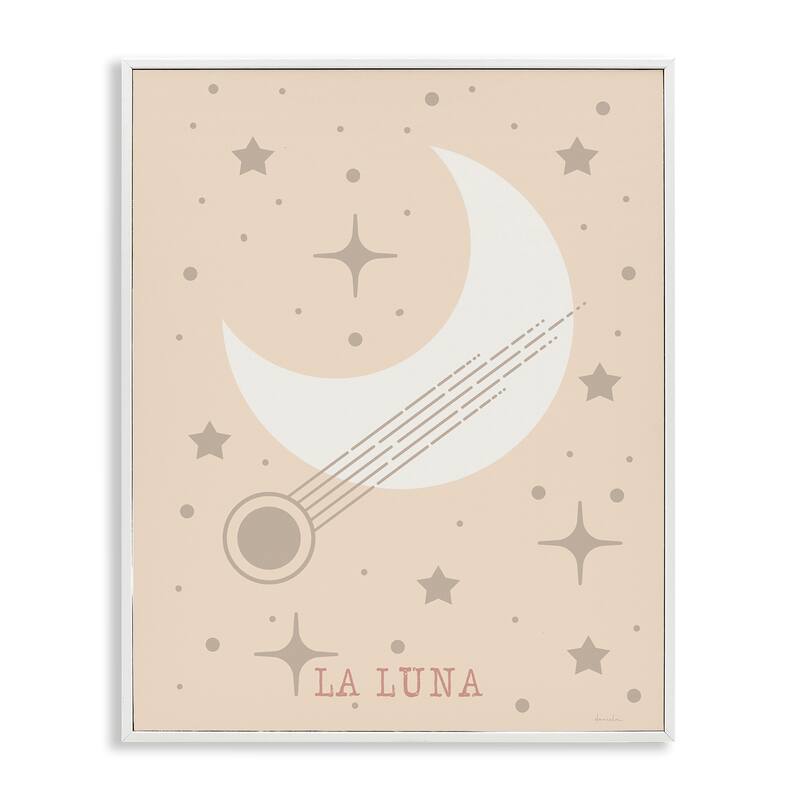 Stupell Minimal Moon with Stars Framed Giclee Art Design By Daniela Santiago - 16 x 20 - White