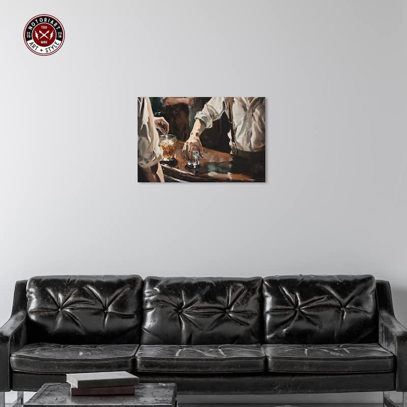 Notoriart Together For Drinks Gallery Wrapped Bar Cart Art For Men
